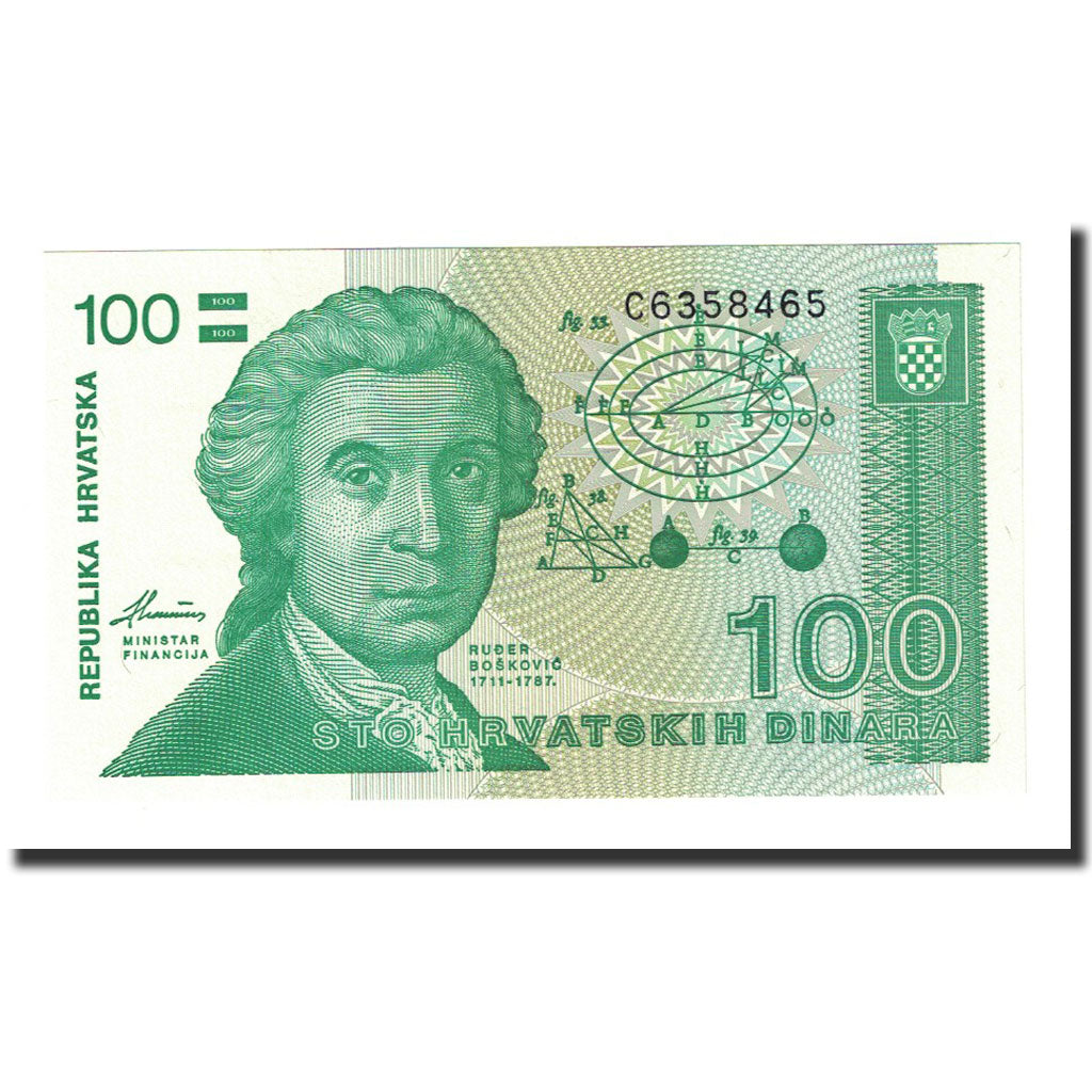 Geldschein, Kroatien, 100 Dinara, 1991-10-08, KM:20a, UNZ