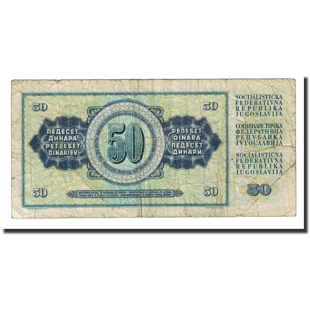 Banknote, Yugoslavia, 50 Dinara, 1968-05-01, KM:83b, F(12-15)