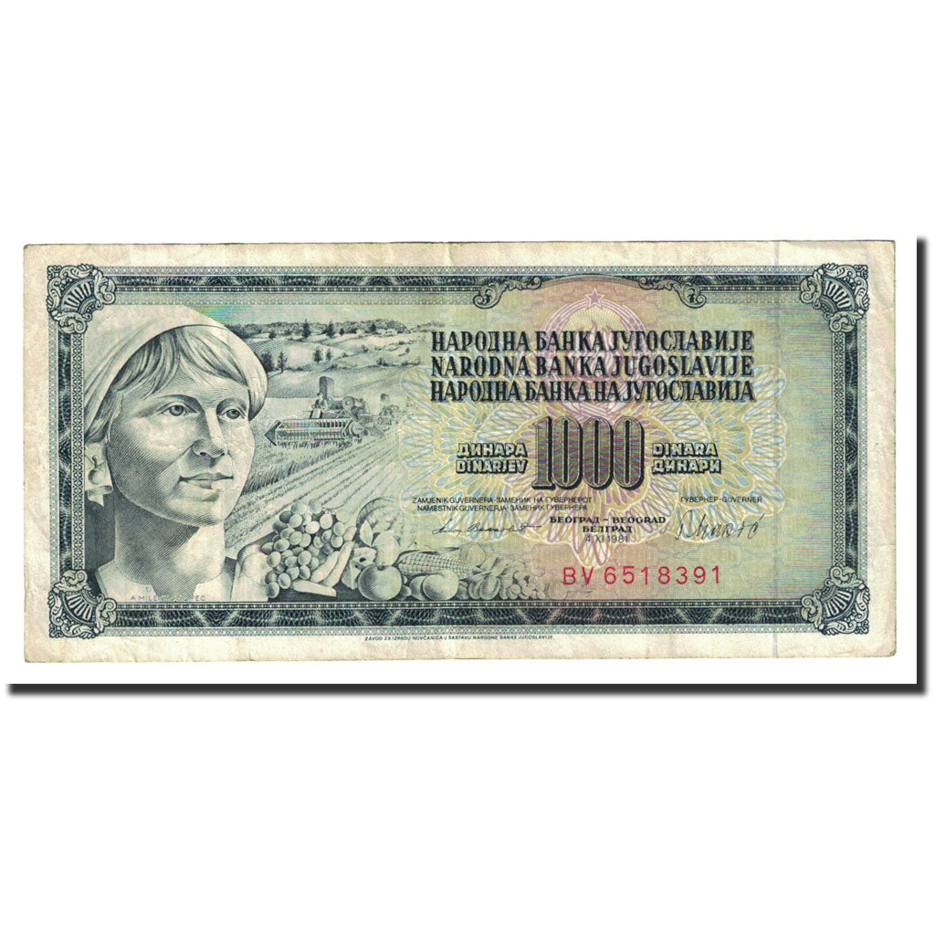 Banknote, Yugoslavia, 1000 Dinara, 1981-11-04, KM:92d, AU(50-53)