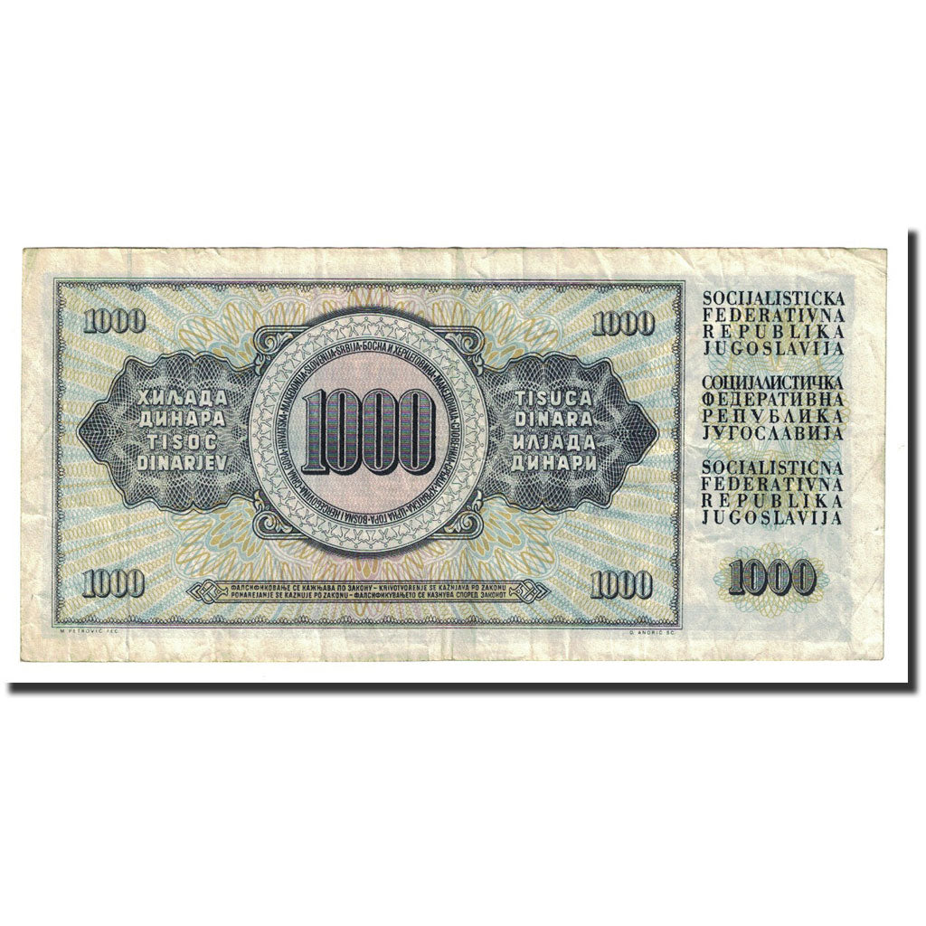 Banknote, Yugoslavia, 1000 Dinara, 1981-11-04, KM:92d, EF(40-45)