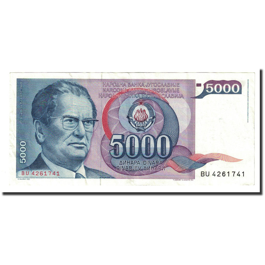 Banknote, Yugoslavia, 5000 Dinara, 1985-05-01, KM:93a, EF(40-45)
