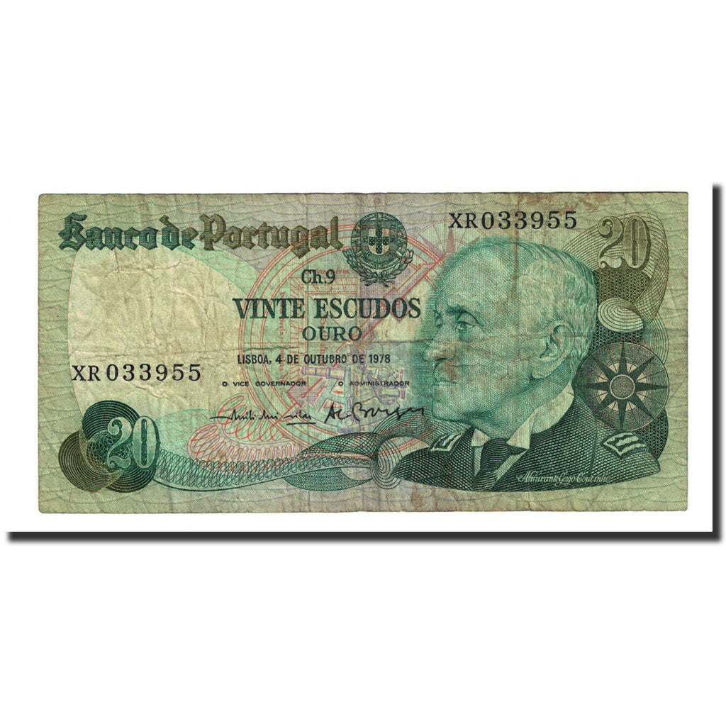 Banknote, Portugal, 20 Escudos, 1978-10-04, KM:176b, VF(20-25)