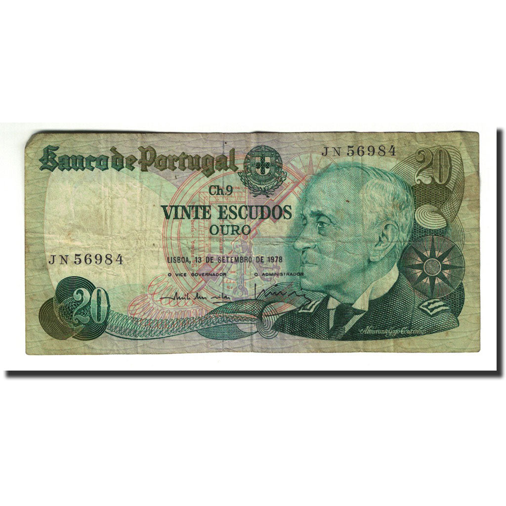 Banknote, Portugal, 20 Escudos, 1978-09-13, KM:176a, VF(20-25)