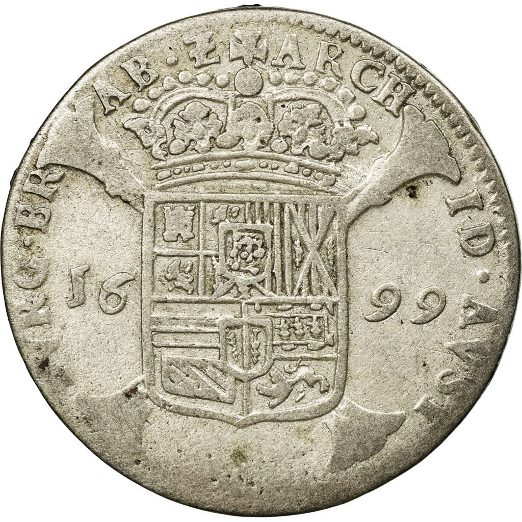 Moneta, Paesi Bassi Spagnoli, BRABANT, Escalin, 1699, Antwerp, B, Argento
