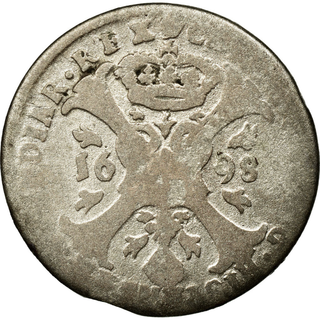 Coin, Spanish Netherlands, BRABANT, 4 Patards, 1698, Antwerp, VG(8-10), Silver