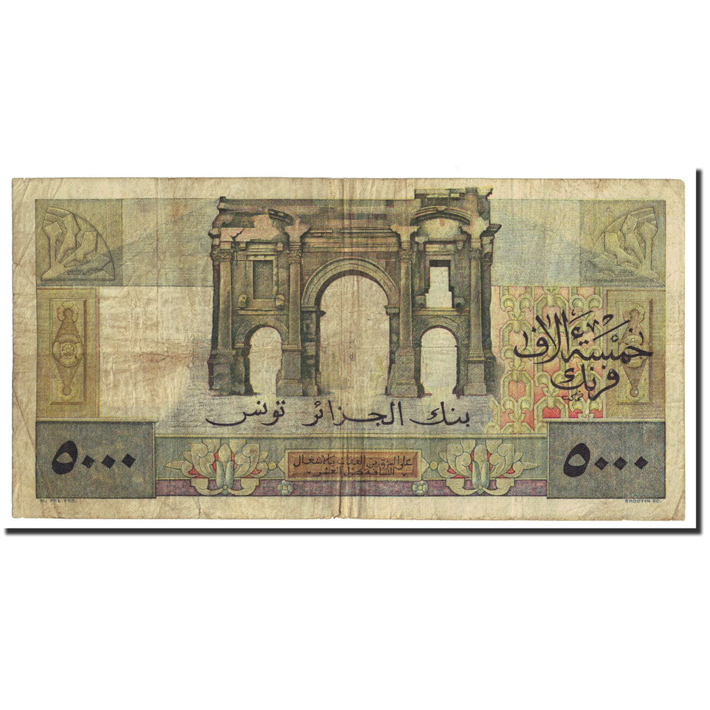 Geldschein, Tunesien, 5000 Francs, 1946, KM:27, S+