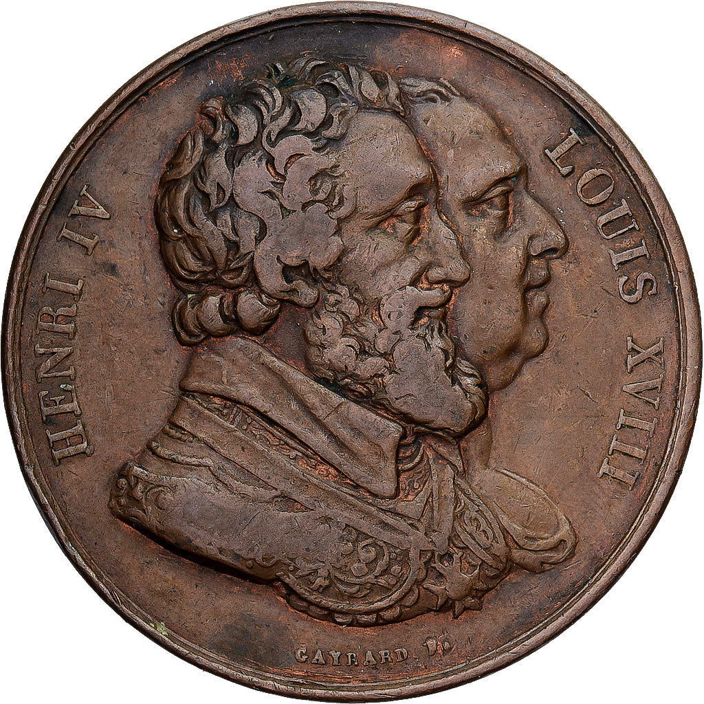 France, Medal, Louis XVIII, Rétablissement de la statue d'Henri IV, History