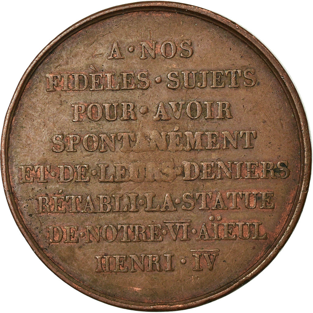 Francja, Medal, Louis XVIII, Rétablissement de la statue d'Henri IV, Historia