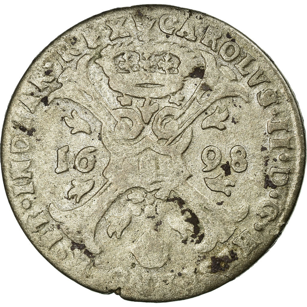 Coin, Spanish Netherlands, BRABANT, 4 Patards, 1698, Antwerp, VF(30-35), Silver