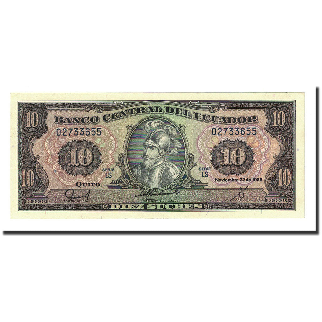 Banknote, Ecuador, 10 Sucres, 1988-11-22, KM:121, UNC(65-70)