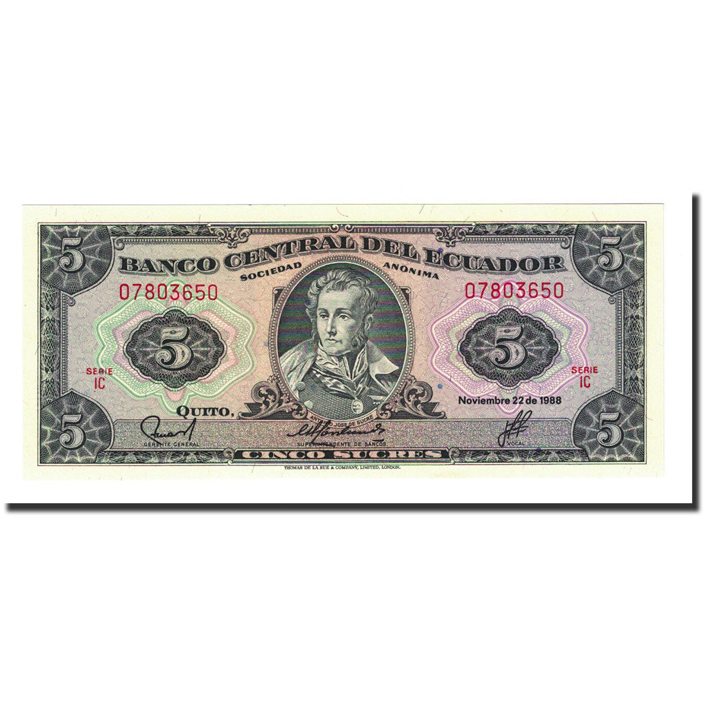 Banknote, Ecuador, 5 Sucres, 1988-11-22, KM:120A, UNC(65-70)