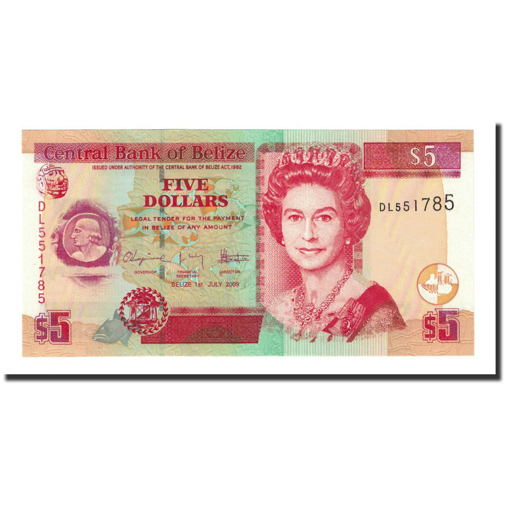 Banknote, Belize, 5 Dollars, 2009-07-01, KM:67d, UNC(65-70)