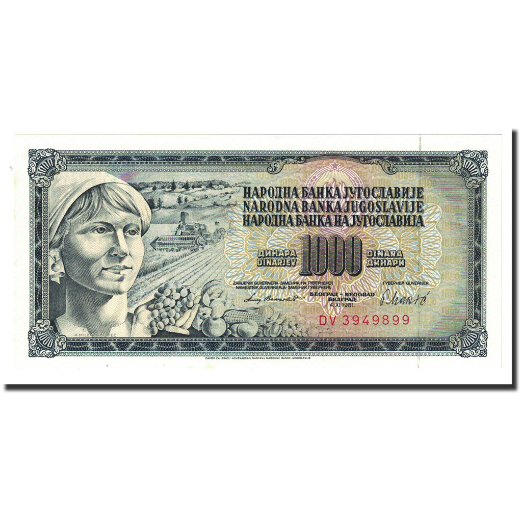 Banknote, Yugoslavia, 1000 Dinara, 1981-11-04, KM:92d, UNC(65-70)