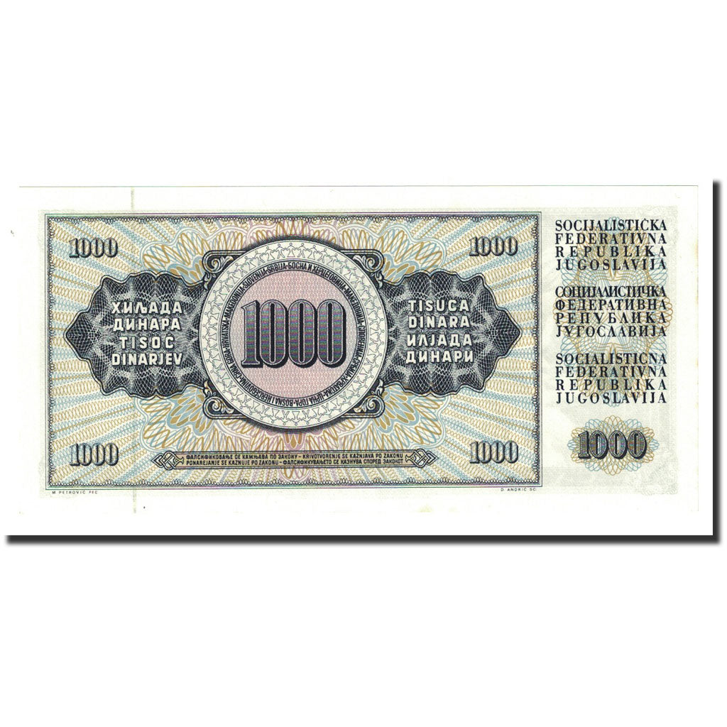 Banknote, Yugoslavia, 1000 Dinara, 1981-11-04, KM:92d, UNC(65-70)