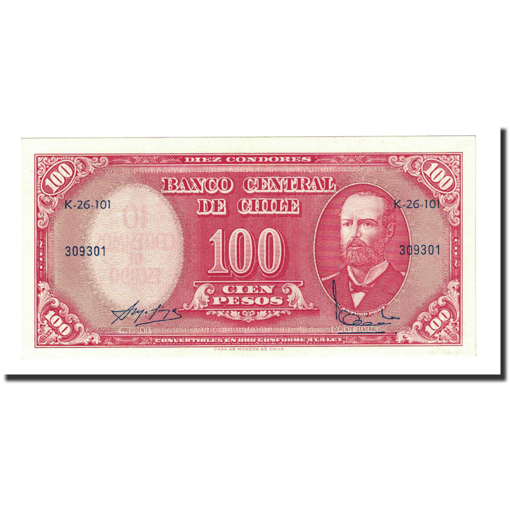 Billet, Chile, 10 Centesimos on 100 Pesos, UNDATED (1960-1961), KM:127a, NEUF
