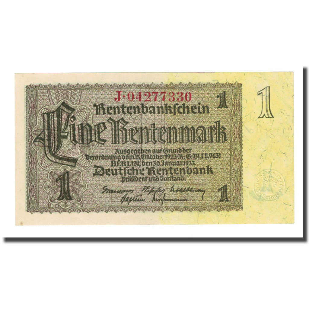 Banknote, Germany, 1 Rentenmark, 1937-01-30, KM:173b, AU(50-53)