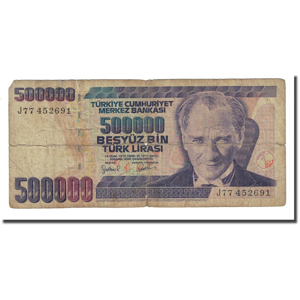 Banknote, Turkey, 500,000 Lira, L.1970, KM:212, VG(8-10)