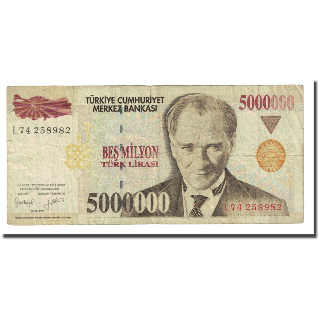 Banconote, Turchia, 5,000,000 Lira, L.1970, KM:210, MB
