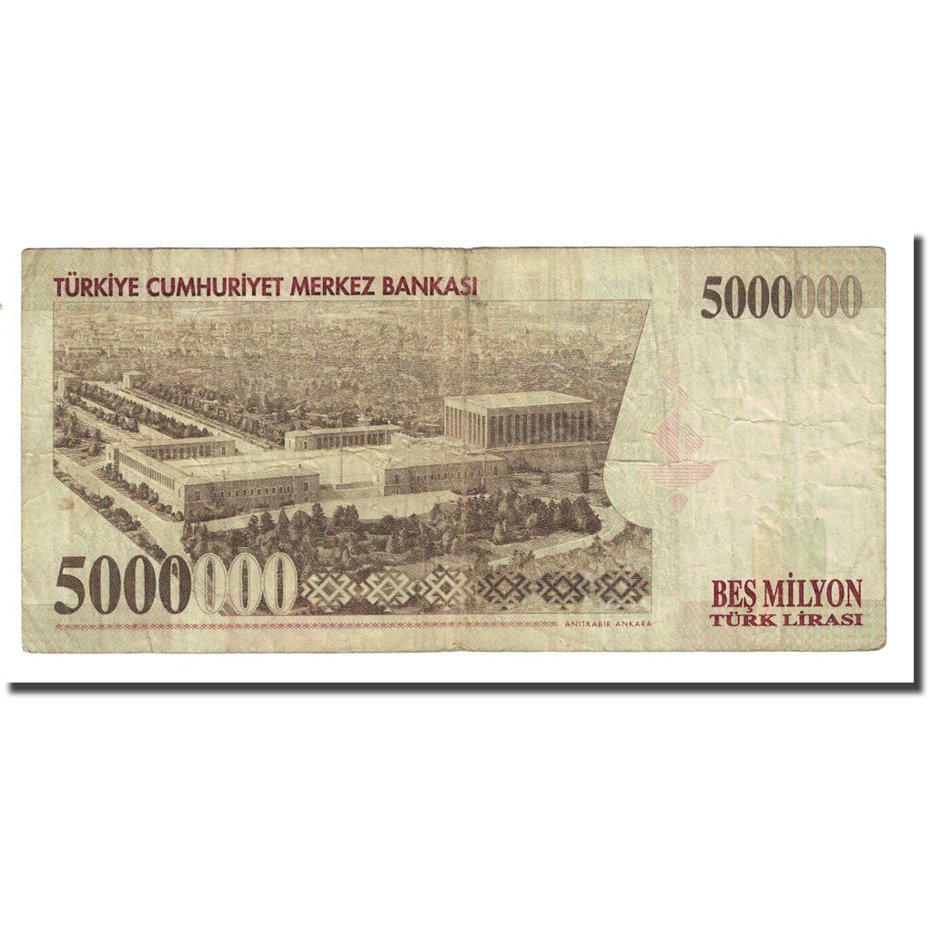 Banconote, Turchia, 5,000,000 Lira, L.1970, KM:210, MB