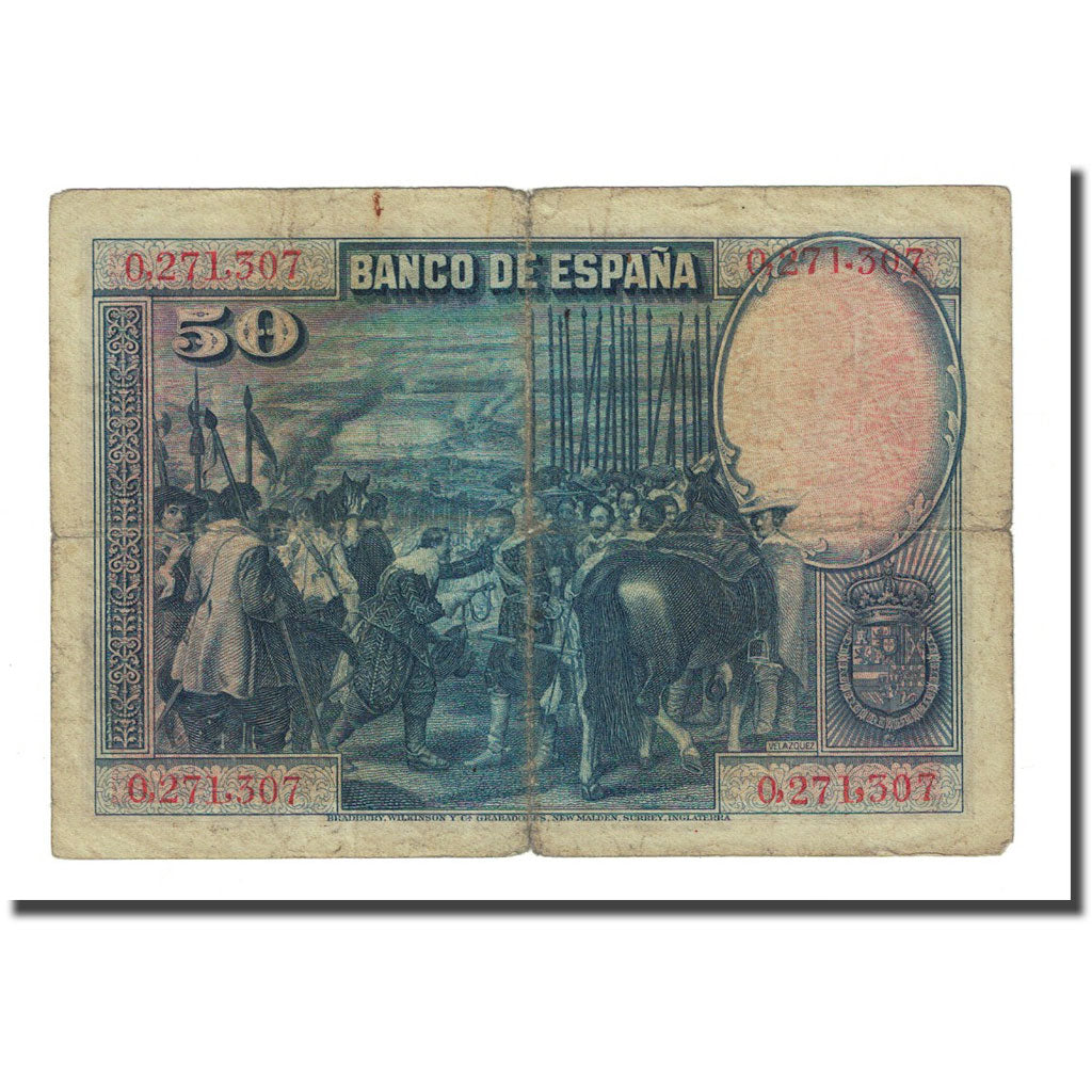 Banknote, Spain, 50 Pesetas, 1928-08-15, KM:75a, VF(20-25)