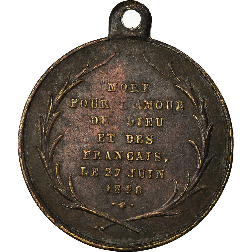 Francja, Medal, Mort de Monseigneur Affre, Archevêque de Paris, 1848