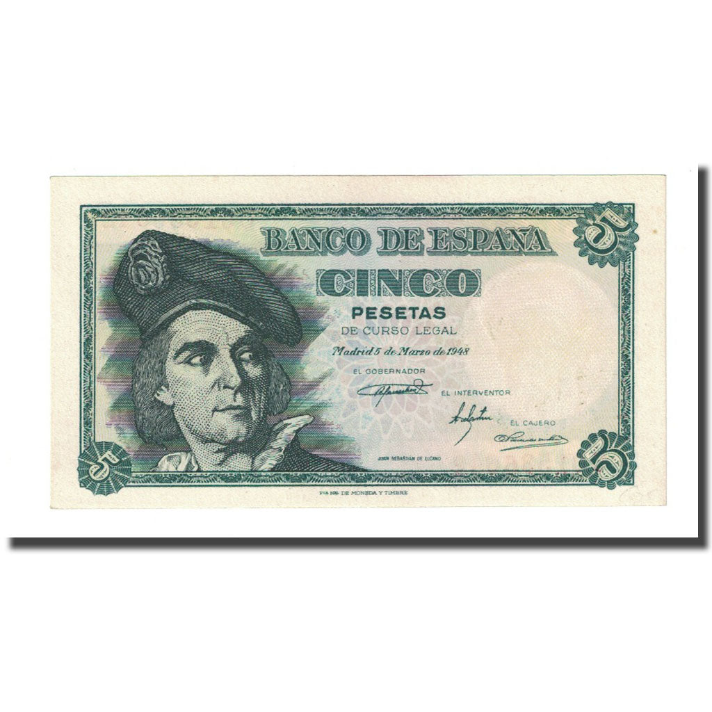 Banknot, Hiszpania, 5 Pesetas, 1948-03-05, KM:136a, UNC(65-70)