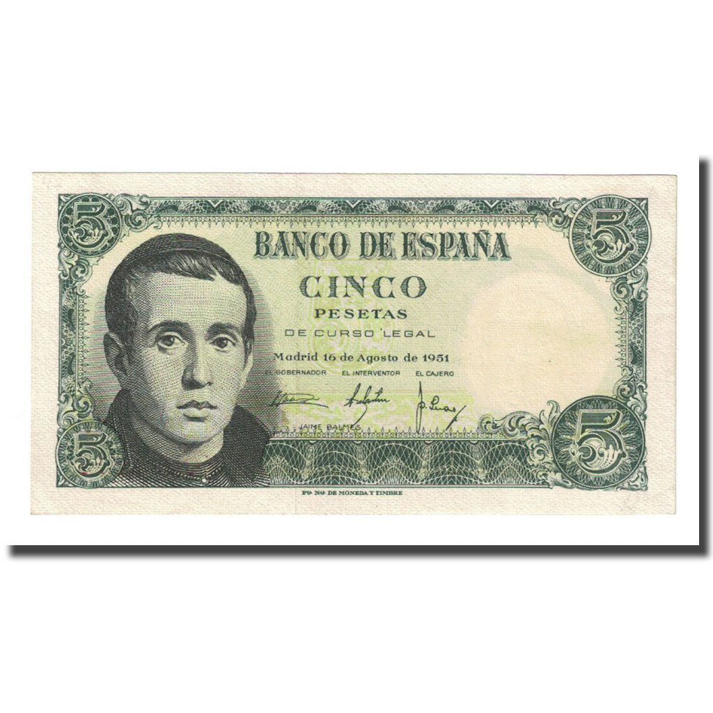 Billet, Espagne, 5 Pesetas, 1951-08-16, KM:140a, NEUF
