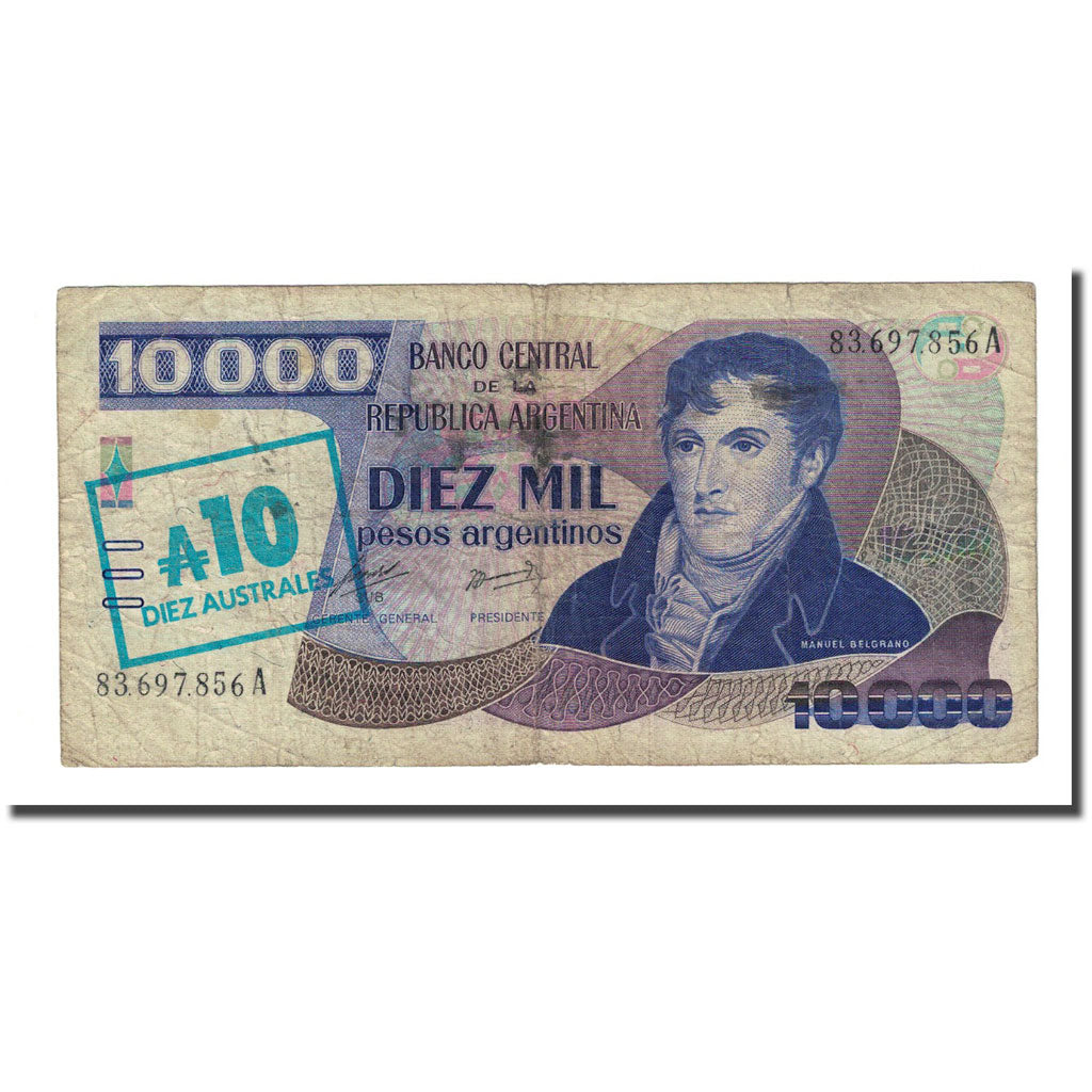 Banknote, Argentina, 10 Australes, Undated (1985), KM:322b, VF(20-25)