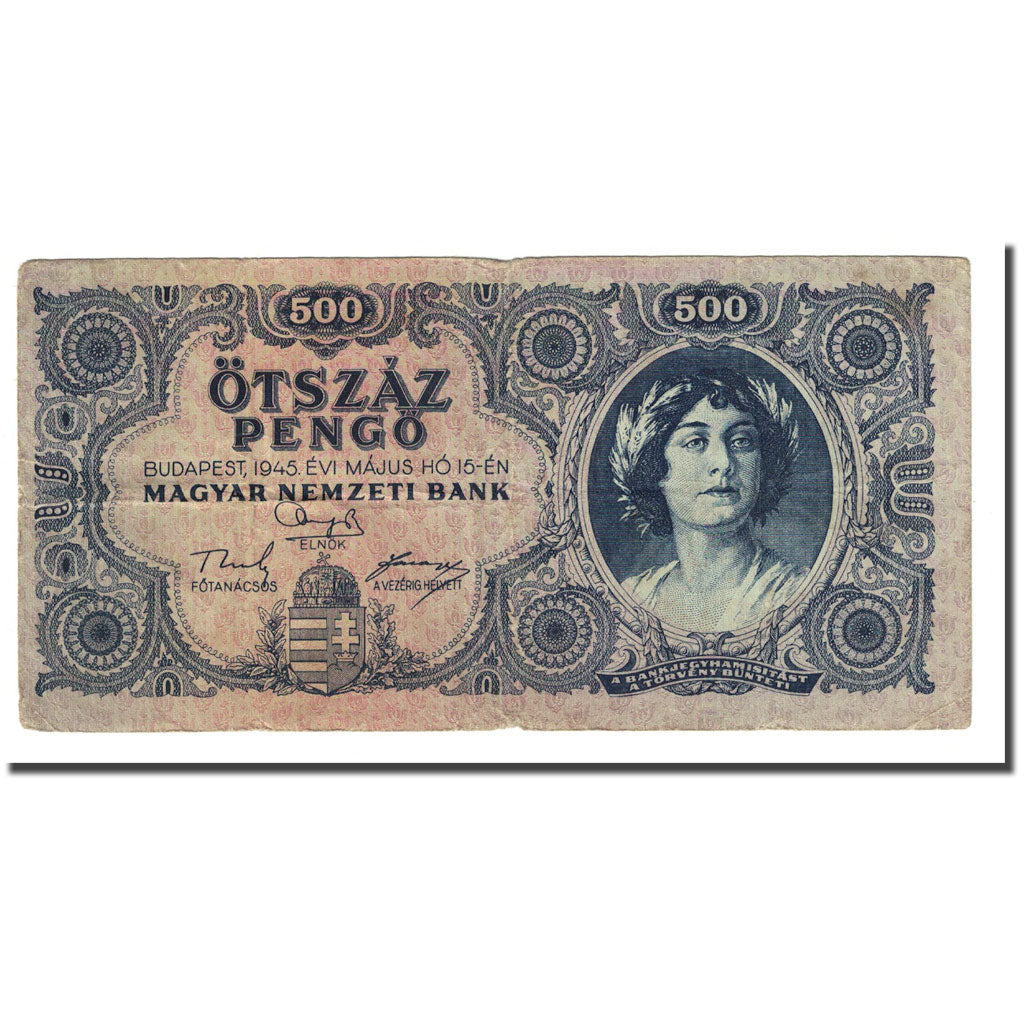 Banknote, Hungary, 500 Pengö, 1945-05-15, KM:117a, VF(20-25)
