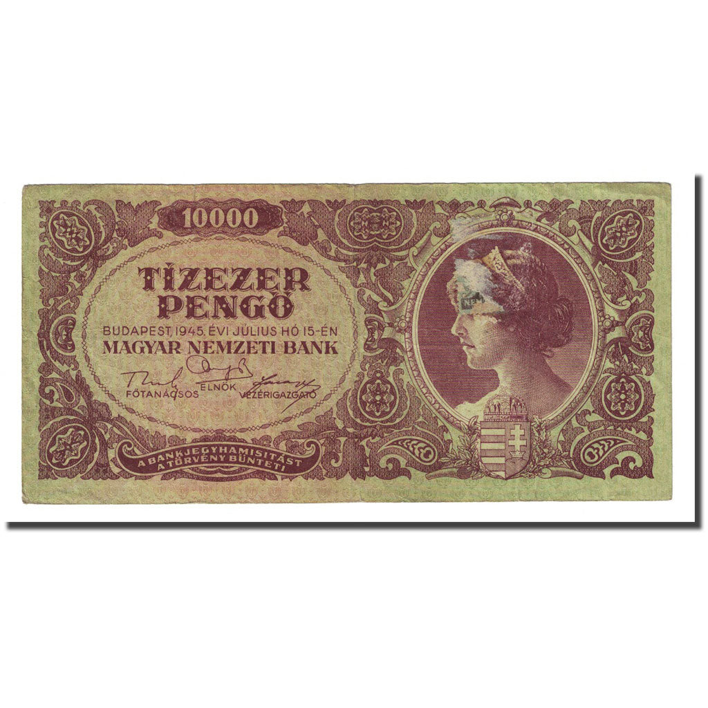 Banknote, Hungary, 10,000 Pengö, 1945-07-15, KM:119b, VF(20-25)