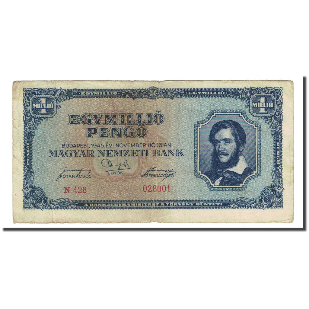 Banknote, Hungary, 1,000,000 Pengö, 1945-11-16, KM:122, VF(20-25)