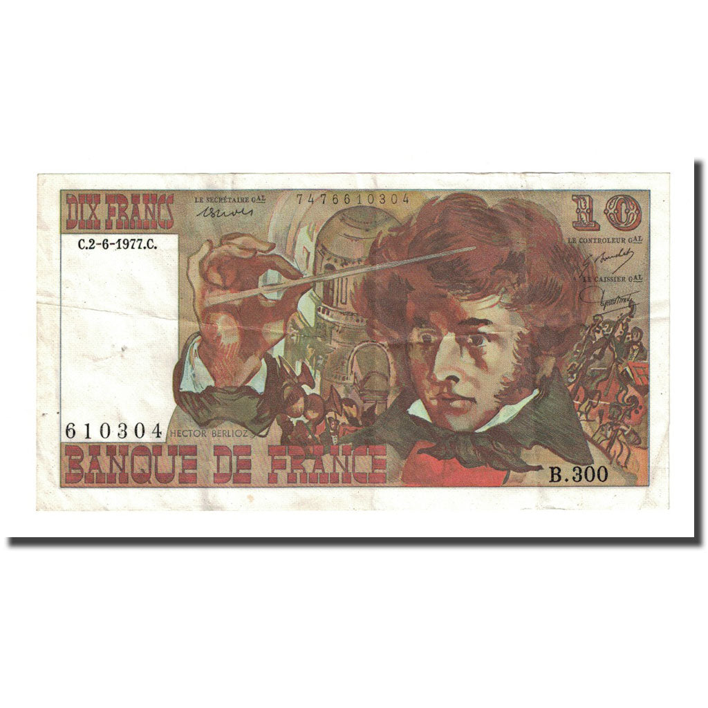 France, 10 Francs, 10 F 1972-1978 ''Berlioz'', 1977-06-02, TTB, KM:150c