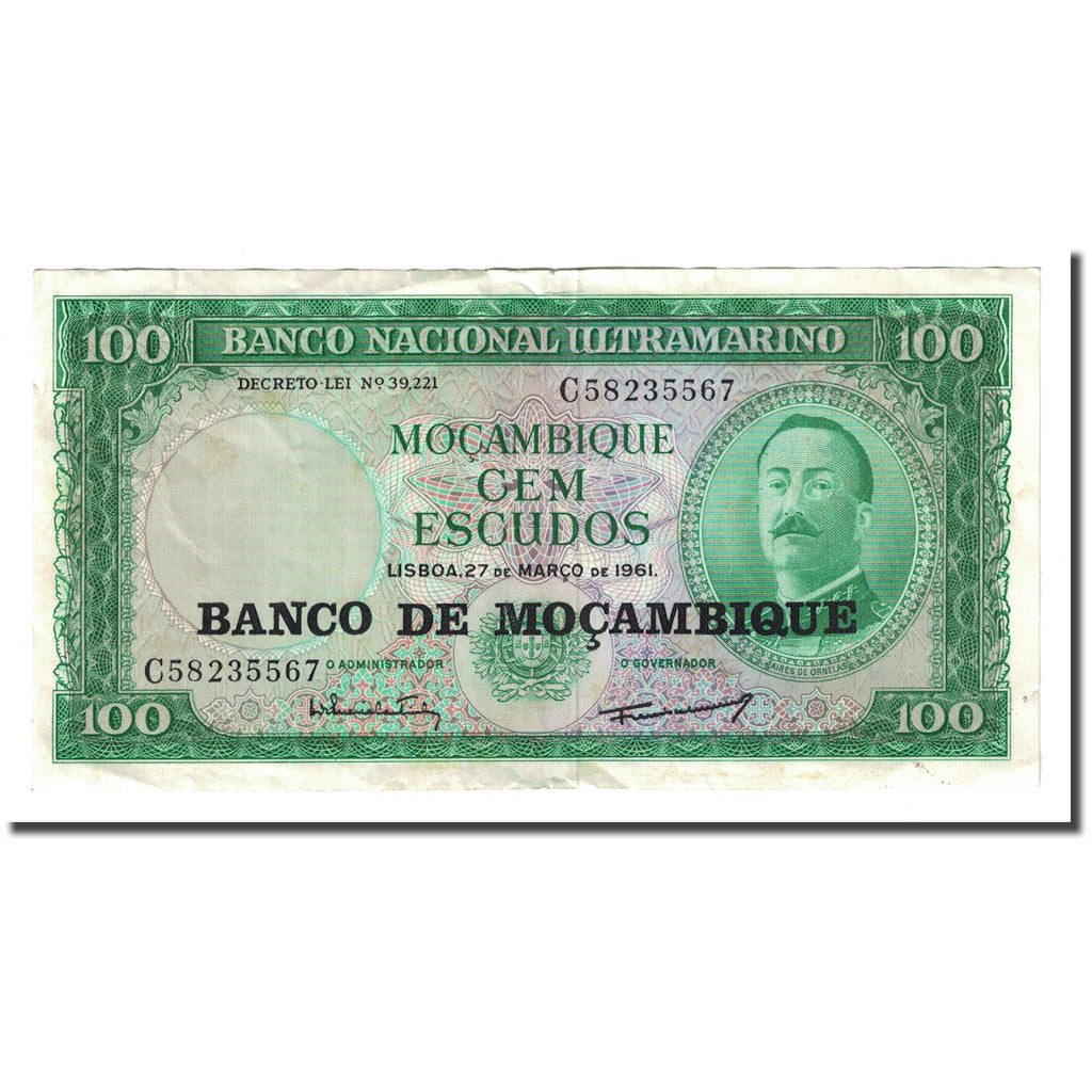 Banknote, Mozambique, 100 Escudos, 1961-03-27, KM:109a, EF(40-45)