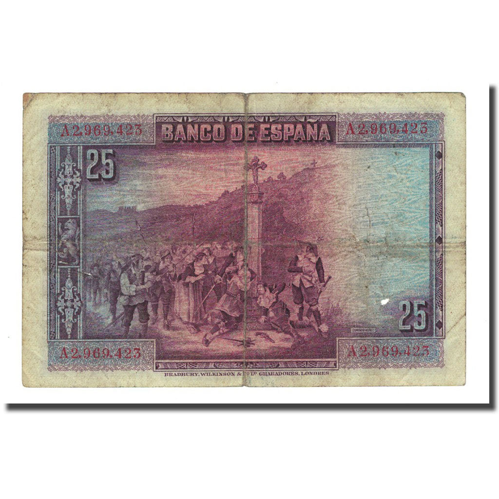 Banknot, Hiszpania, 25 Pesetas, 1928-08-15, KM:74a, VF(20-25)