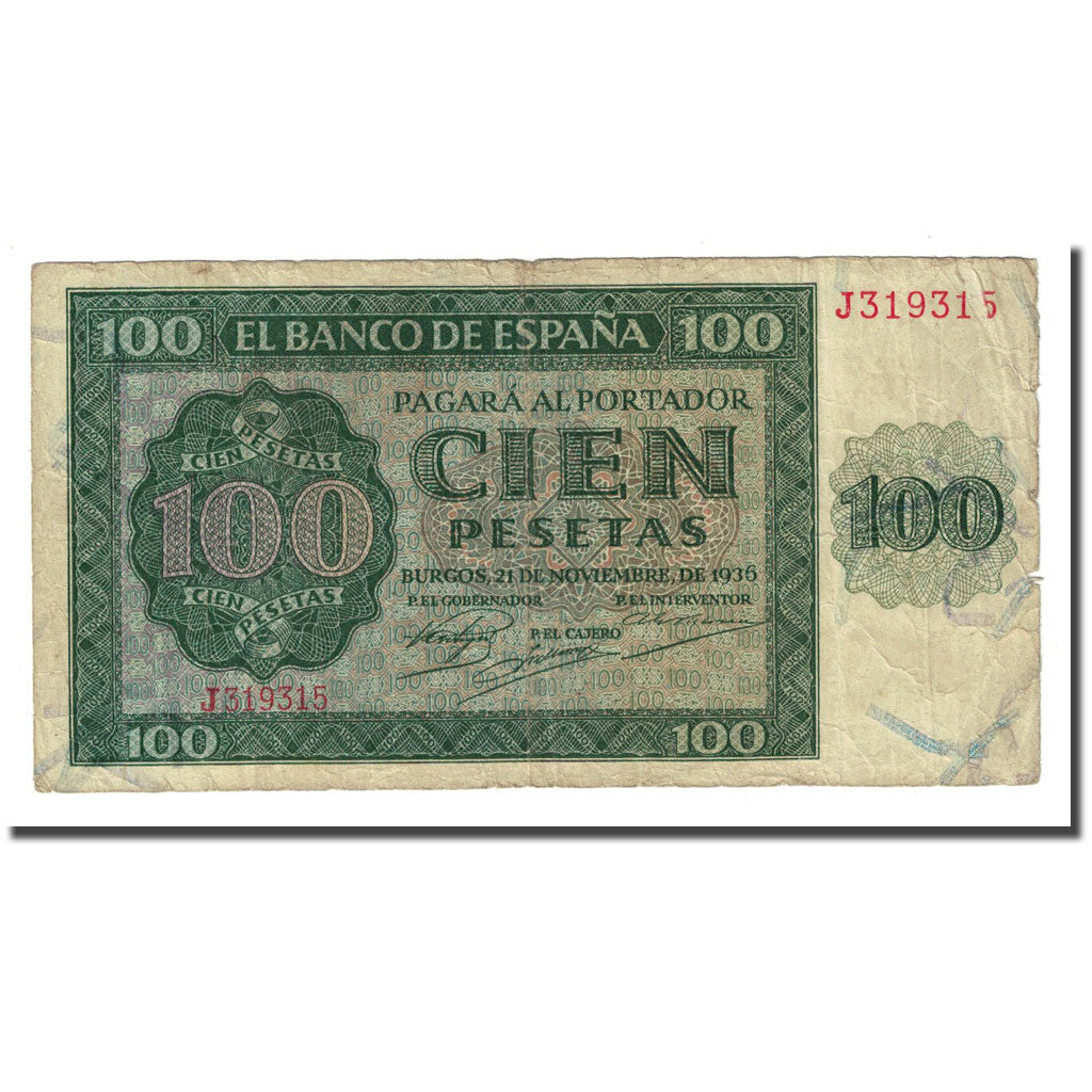 Banconote, Spagna, 100 Pesetas, 1936-11-21, KM:101a, B+