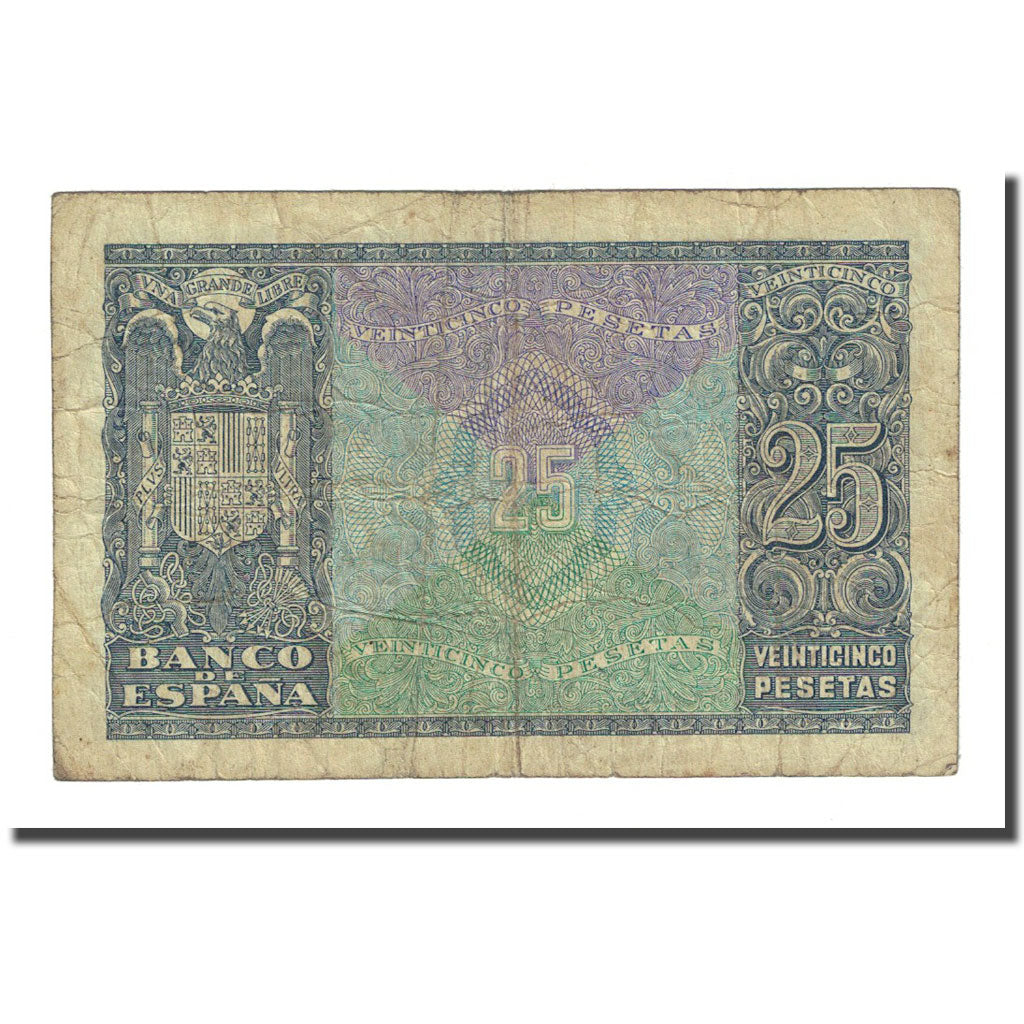 Biljet, Spanje, 25 Pesetas, 1940-01-09, KM:116a, TB