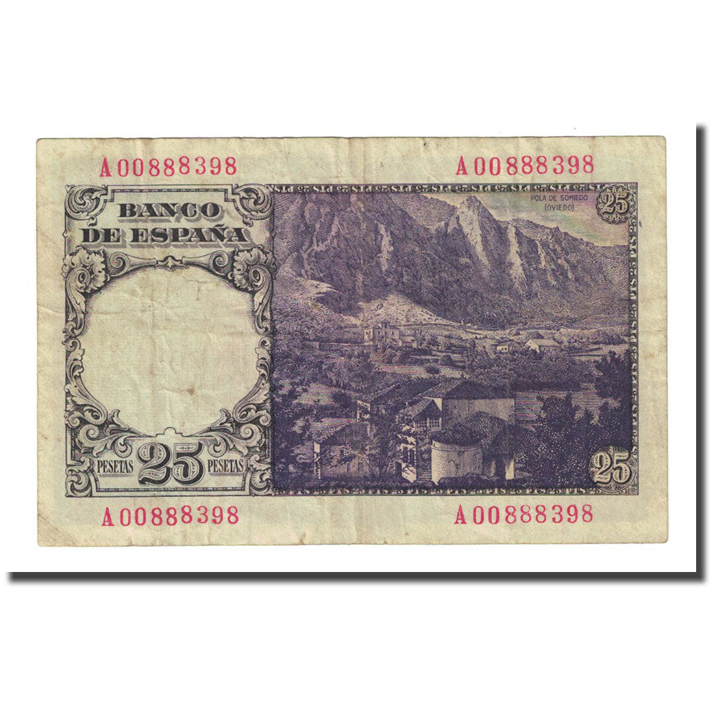 Banconote, Spagna, 25 Pesetas, 1946-02-19, KM:130a, BB