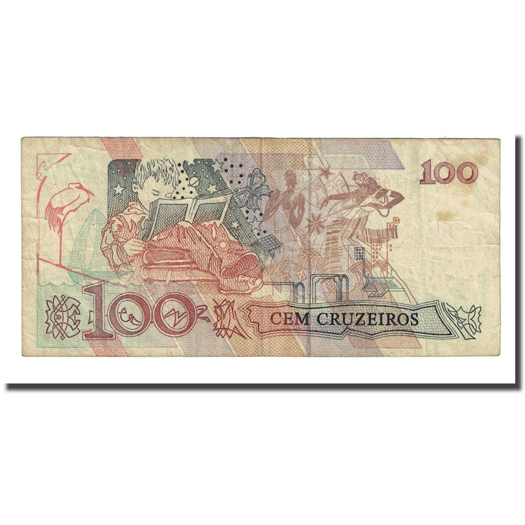 Banknote, Brazil, 100 Cruzeiros, Undated (1990), KM:228, VF(20-25)