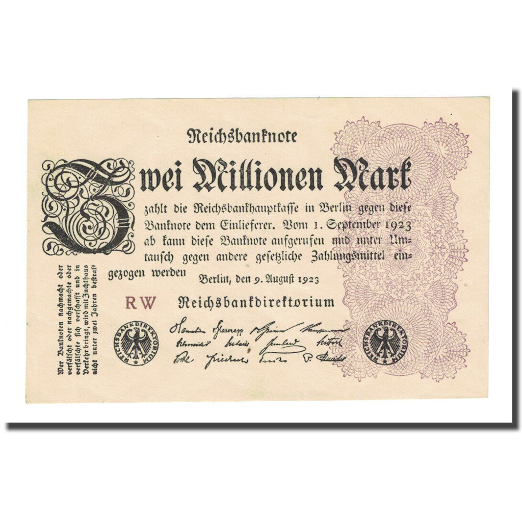Banknote, Germany, 2 Millionen Mark, 1923-08-09, KM:104a, AU(55-58)