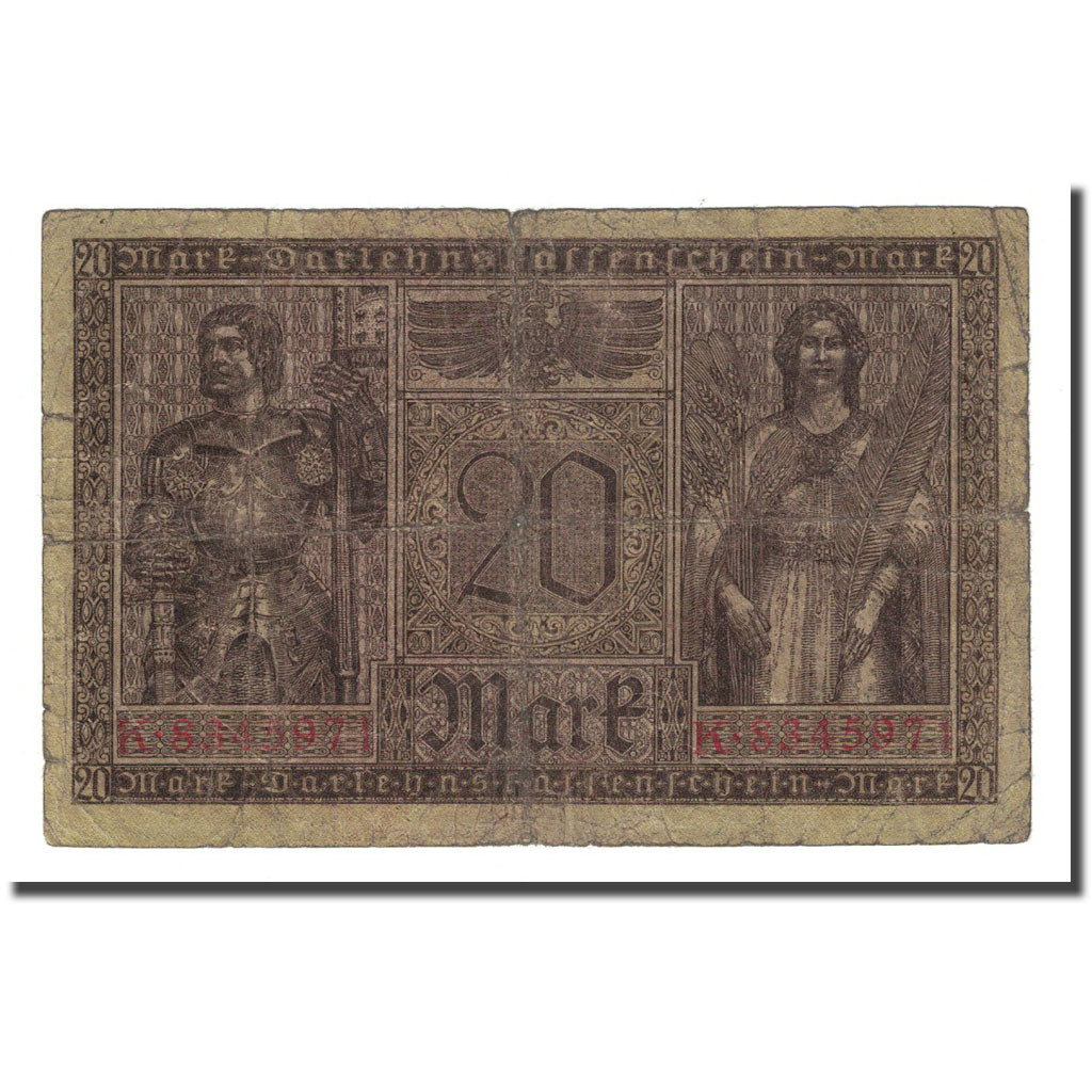 Banknote, Germany, 20 Mark, 1918-02-20, KM:57, VG(8-10)