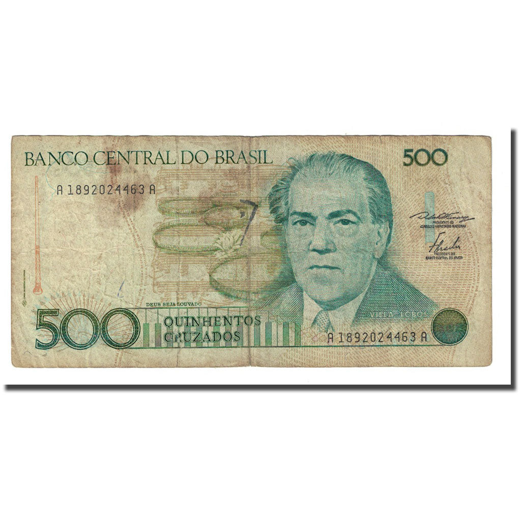 Billet, Brésil, 500 Cruzados, 1986, KM:212a, TB