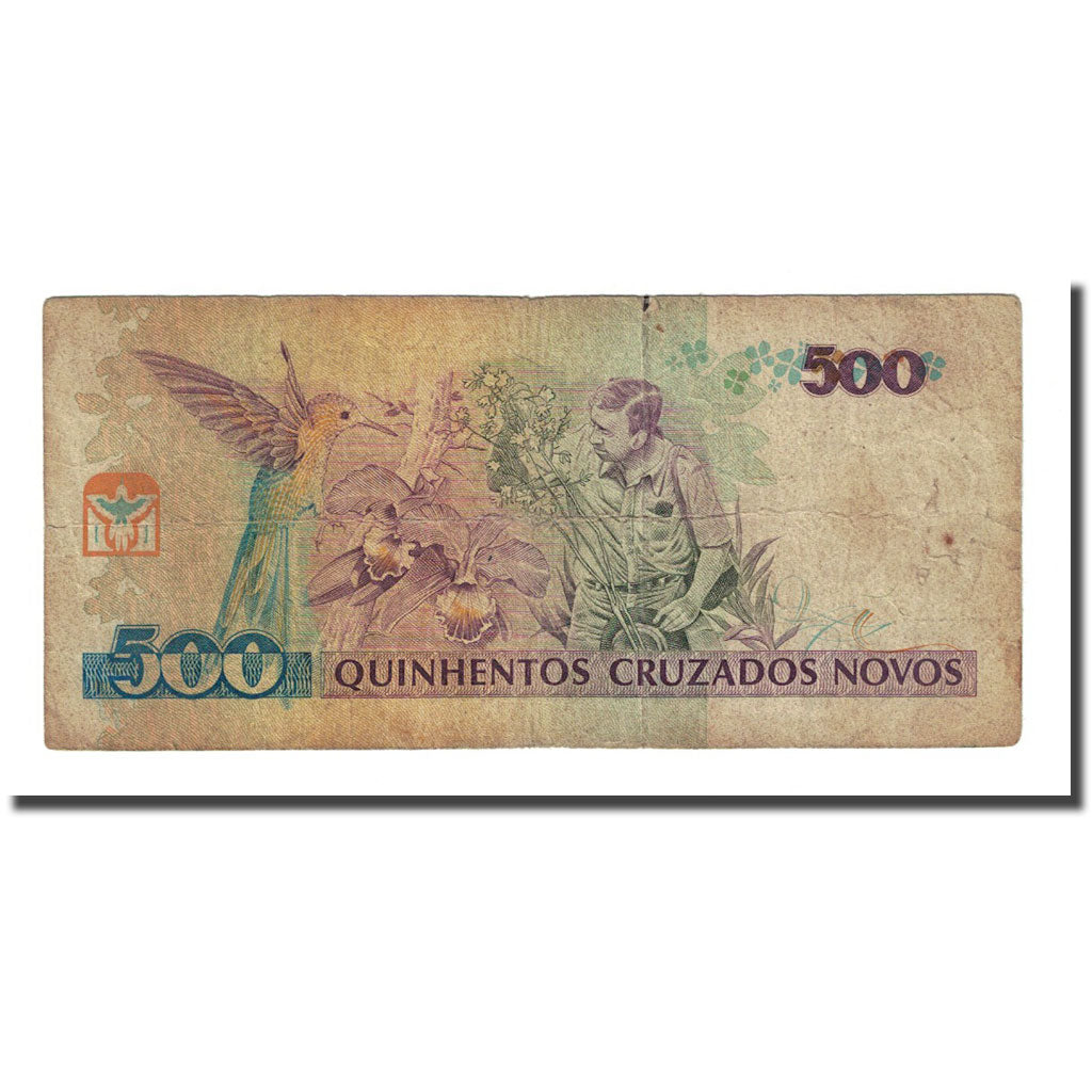 Geldschein, Brasilien, 500 Cruzeiros on 500 Cruzados Novos, Undated (1990)