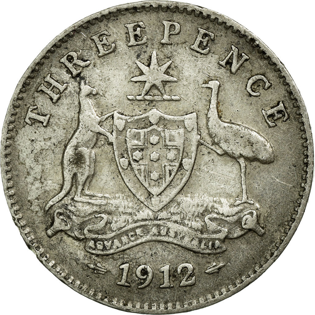 Coin, Australia, George V, Threepence, 1912, VF(30-35), Silver, KM:24