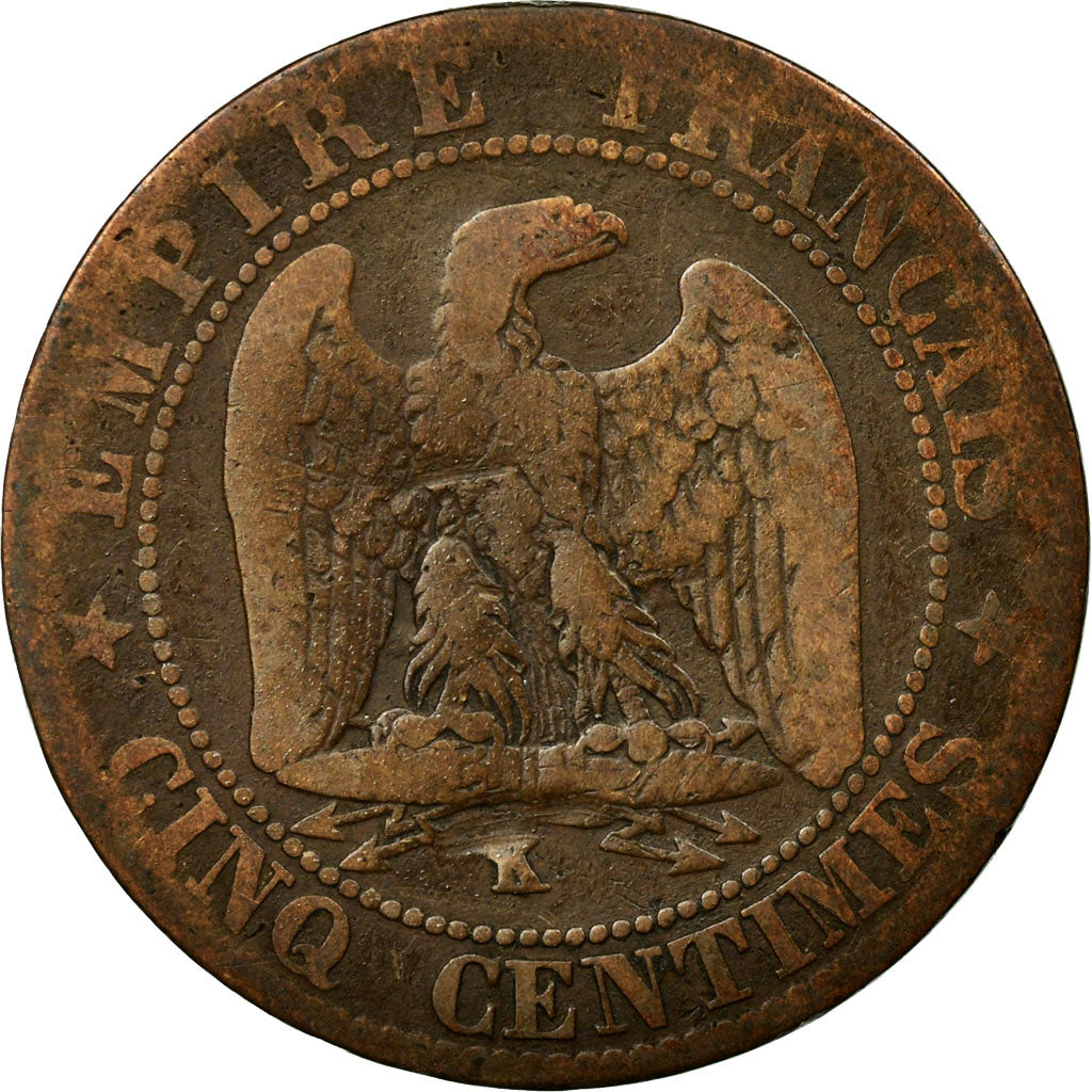 Moneta, Francja, Napoleon III, Napoléon III, 5 Centimes, 1861, Bordeaux