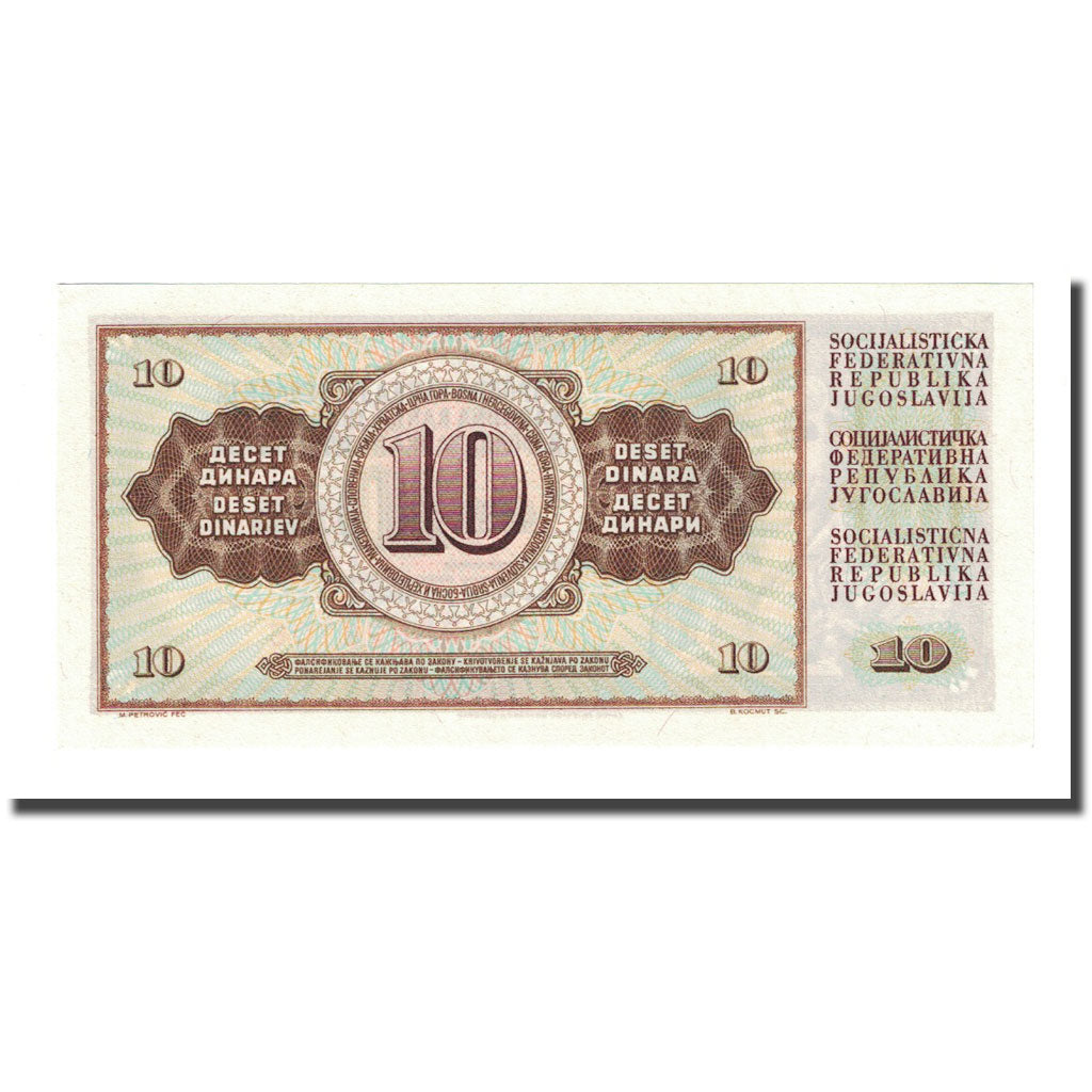 Banknote, Yugoslavia, 10 Dinara, 1968-05-01, KM:82b, UNC(65-70)