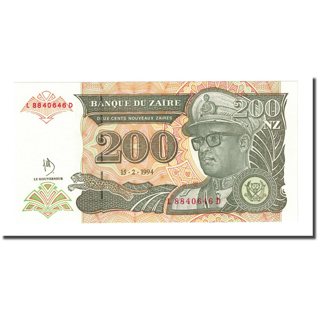 Banknote, Zaire, 200 Nouveaux Zaïres, 1994-02-15, KM:61a, UNC(65-70)