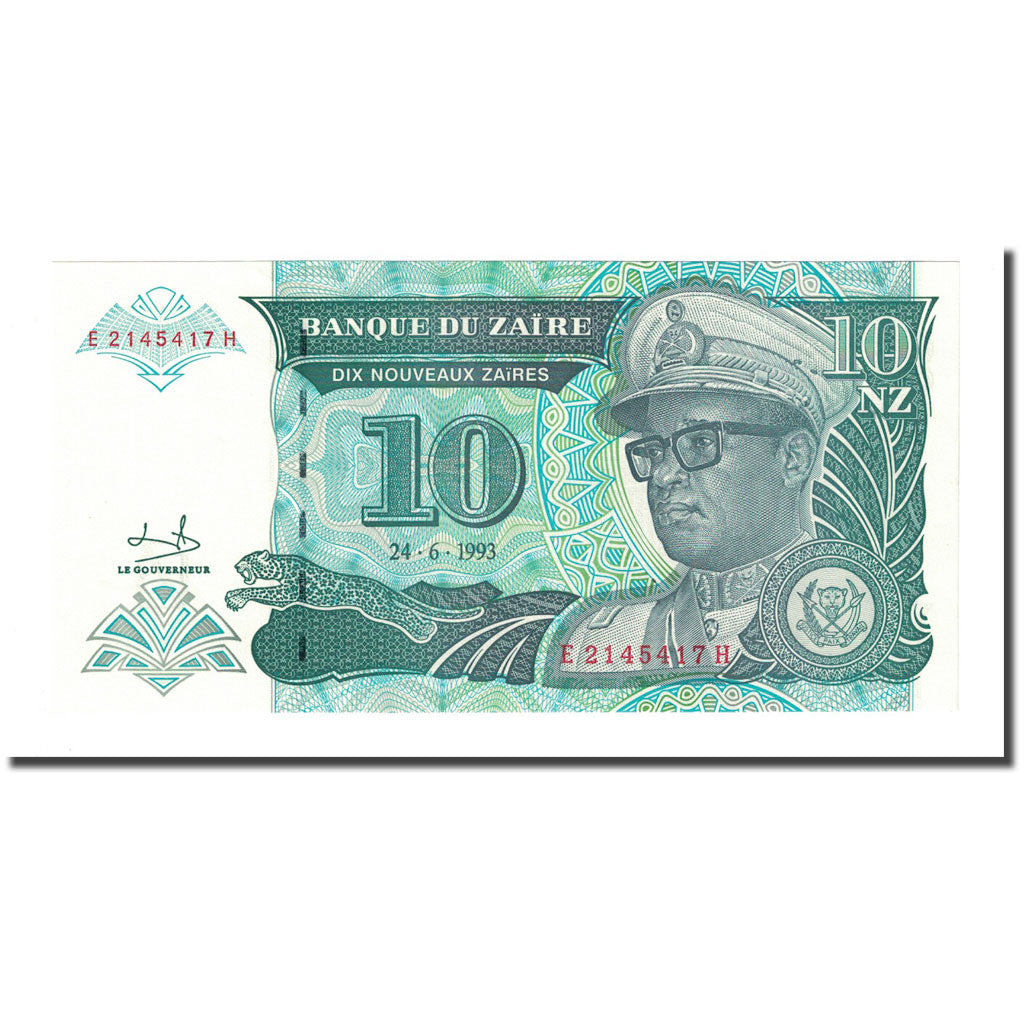 Nota, Zaire, 10 Nouveaux Zaïres, 1993-06-24, KM:54a, UNC(65-70)