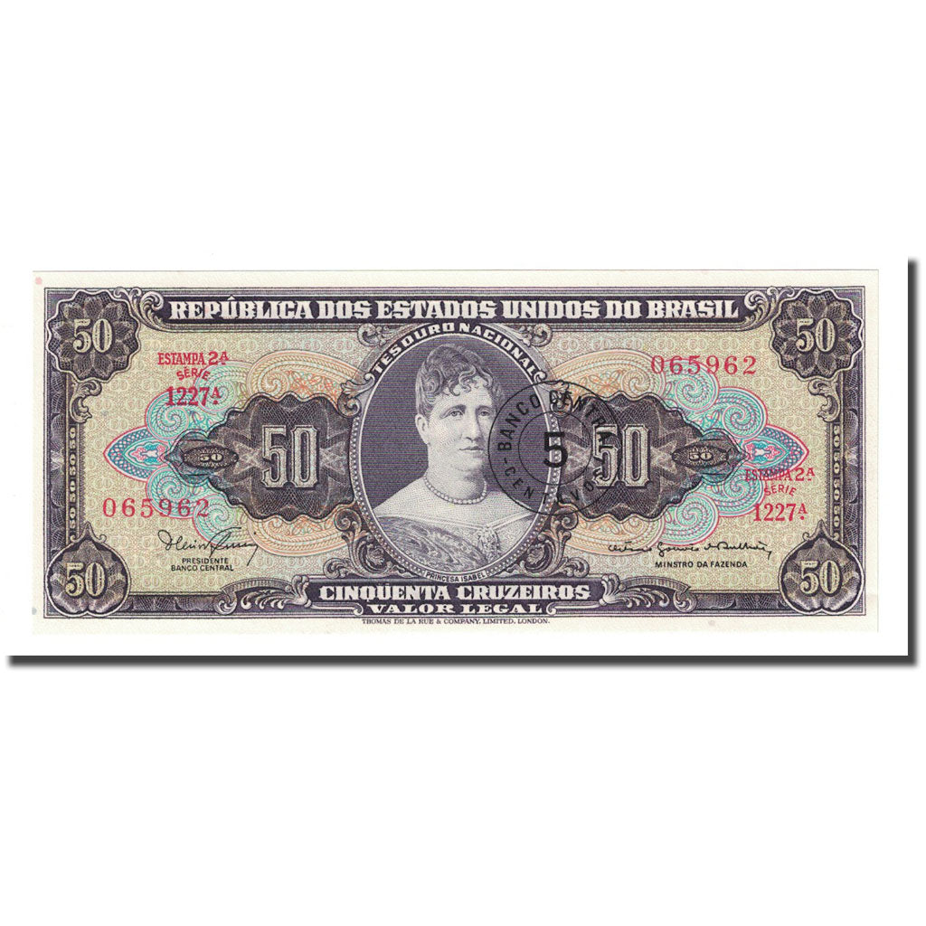 Billete, 5 Centavos on 50 Cruzeiros, Undated (1966-1967), Brasil, KM:184a, UNC