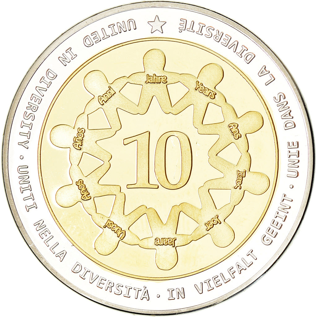 Monaco, Medaille, Europe, 10 Ans d'Union Monétaire, 2012, FDC, Verzilverd koper