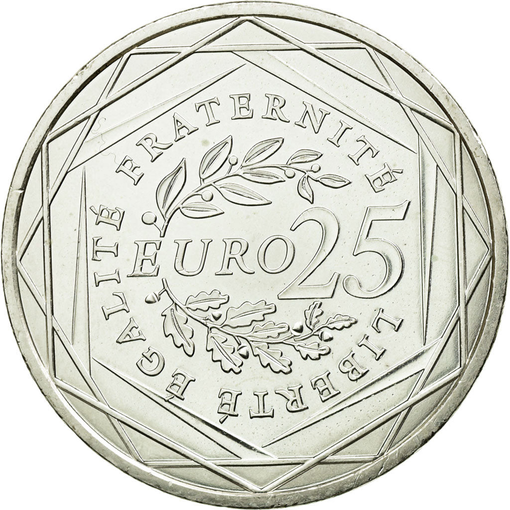 Coin, France, 25 Euro, 2009, MS(60-62), Silver, Gadoury:EU338, KM:1581